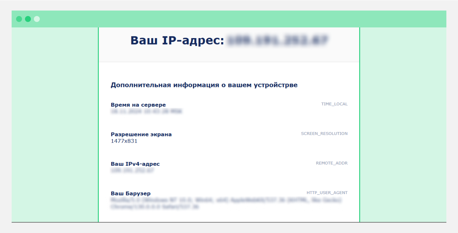 На сайте ip.nic можно узнать свой IP-адрес и получить дополнительную информацию об устройстве