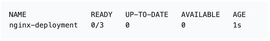 Пример вывода в случае, когда развертывание еще создается