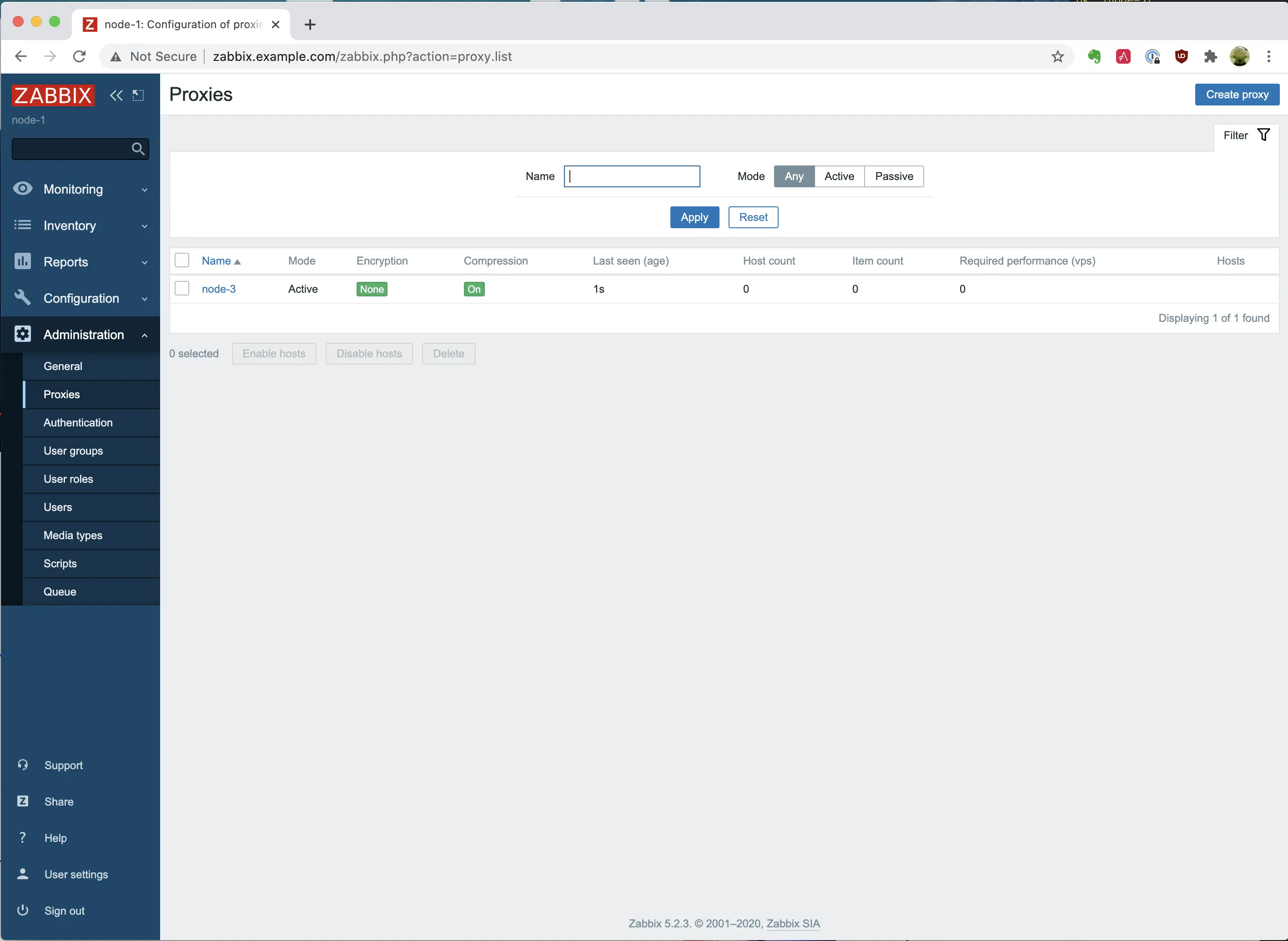 Веб-интерфейс Zabbix Proxy