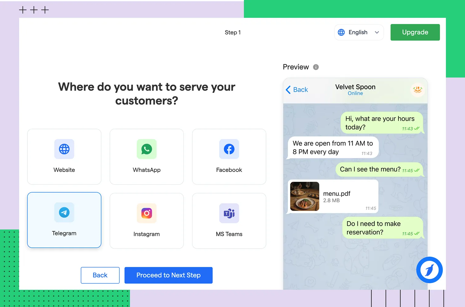 Выбор платформы для подключения бота