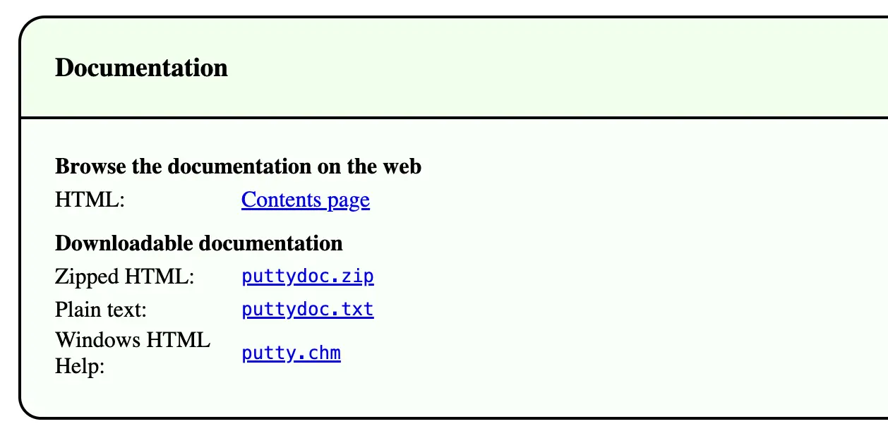 Документация PuTTY