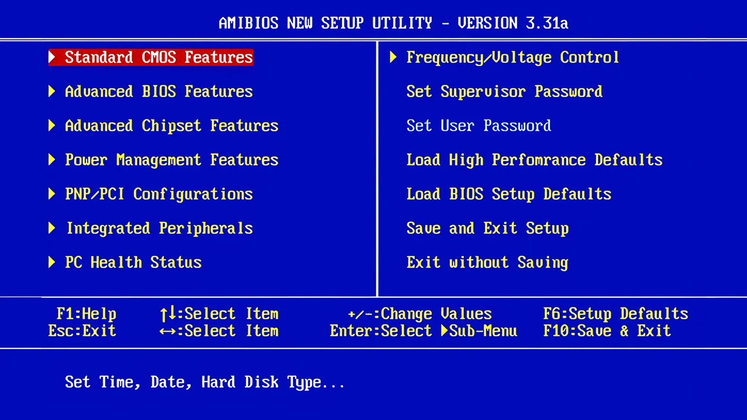 Интерфейс BIOS в Windows