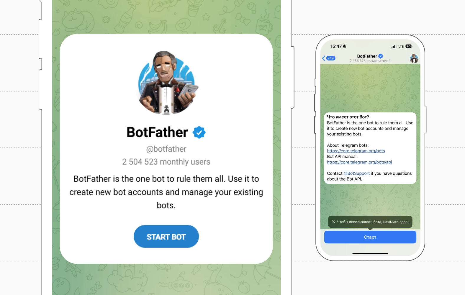 В Telegram есть главный бот — BotFather. Он умеет создавать новые, редактировать текущие и удалять ненужные боты