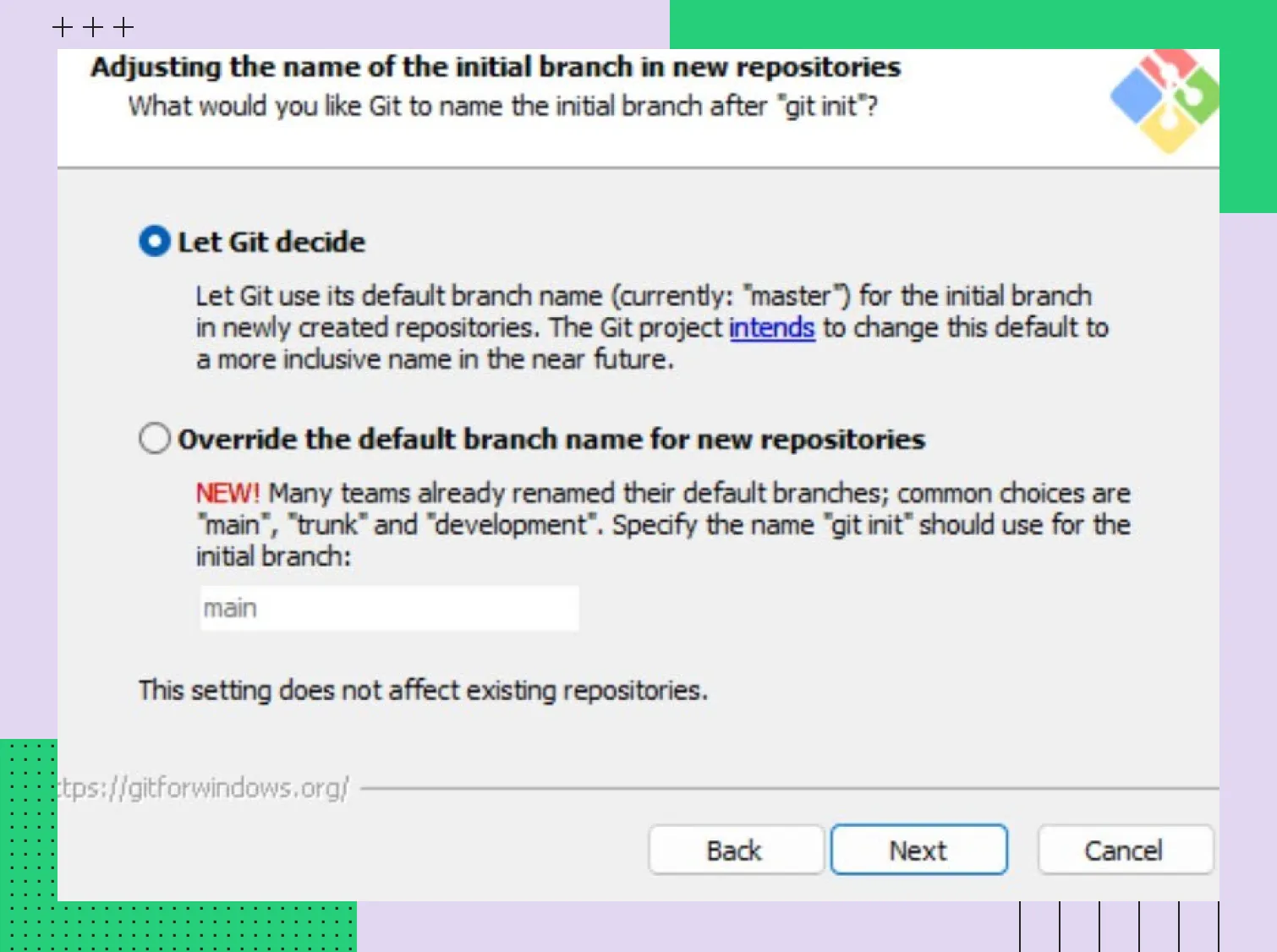 Выбор названия начальной ветки