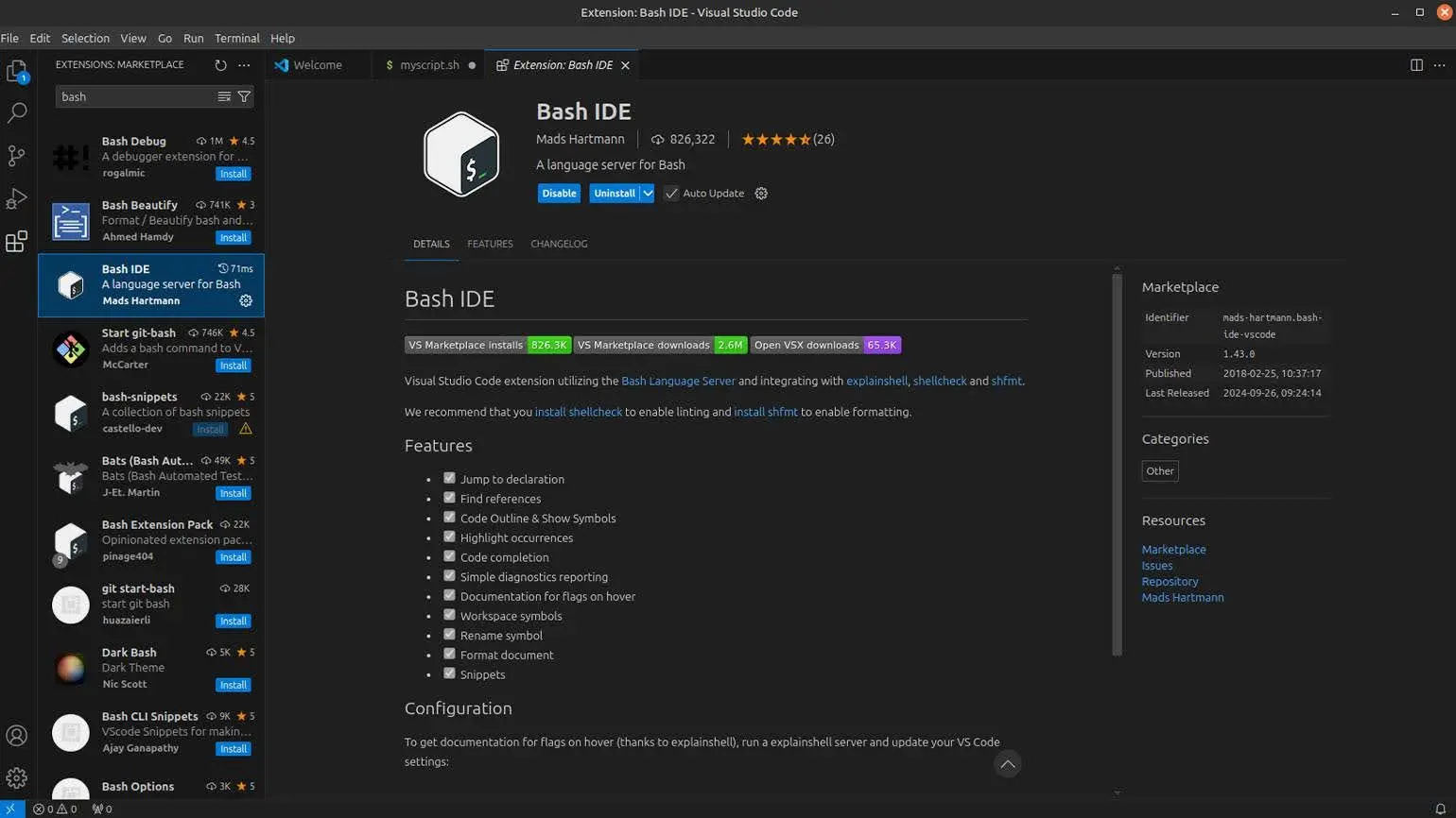 Интерфейс Visual Studio Code