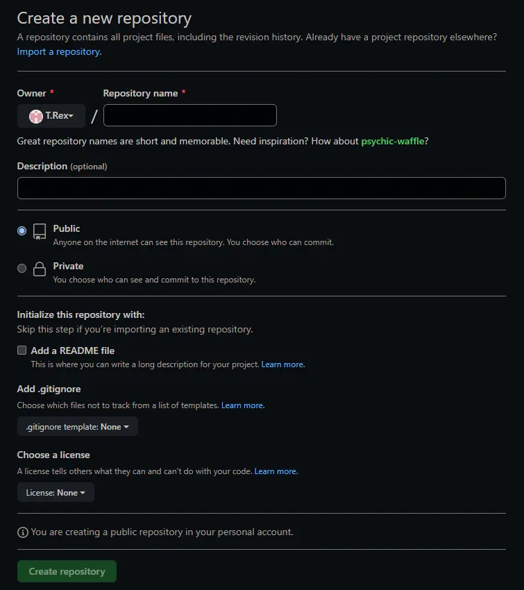 Опция New repository
