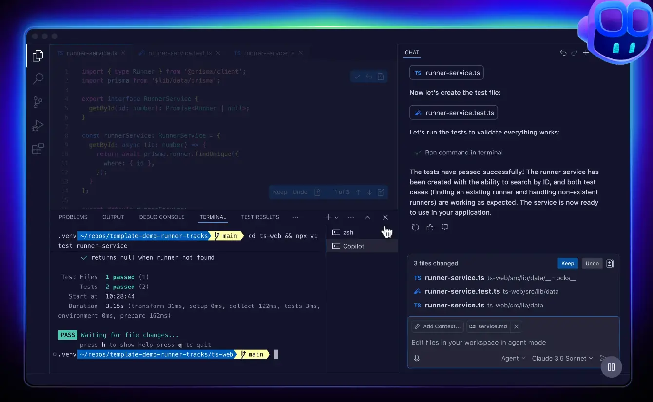Интерфейс GitHub Copilot