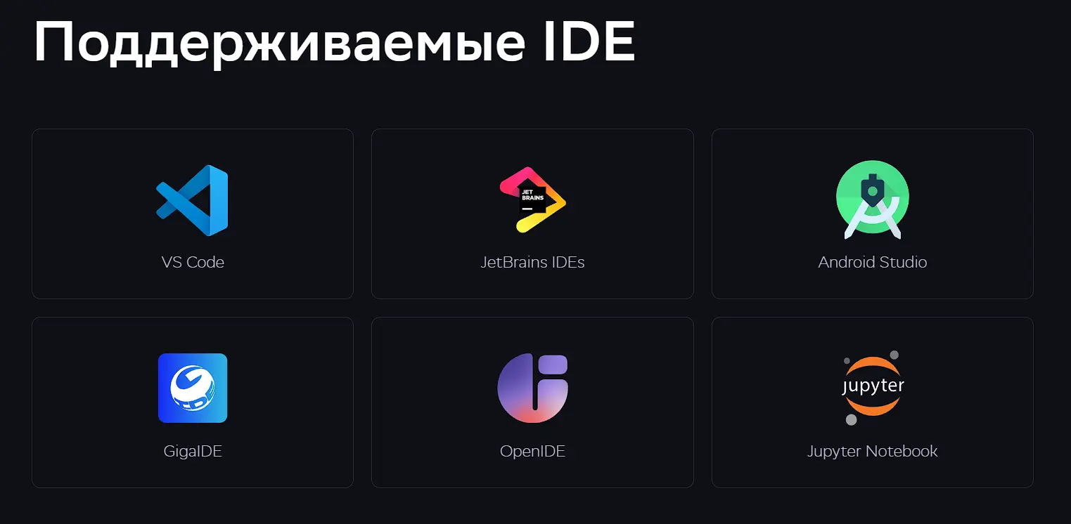 Среды разработки в GigaCode 2.0